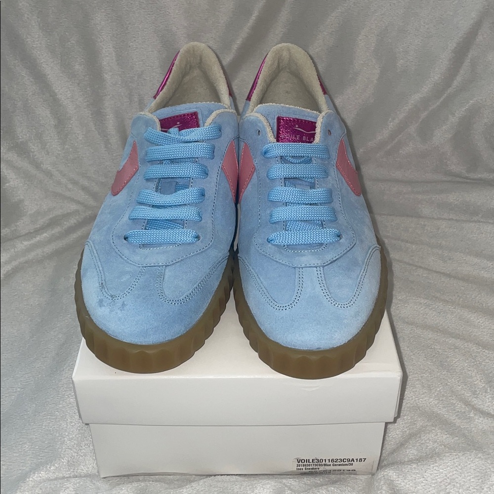 NWT VOILE BLANCHE INES Suede Sneakers in Light Blue-Pink - Picture 8 of 16
